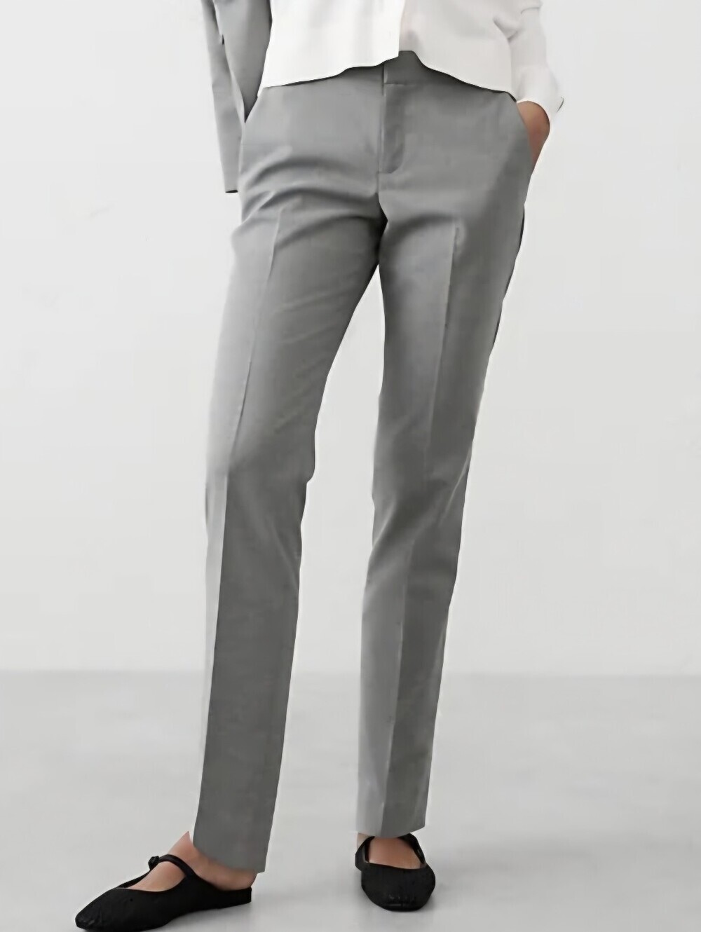 Banana Republic Ryan Curvy Straight Pants Gray Stretch Twill Mid Rise NWOT Sz 12